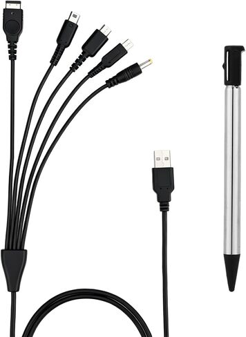 5 in 1 USB C Charging Cable & Stylus Pen, 4ft Multi-Functional USB Charger Cord for New 3DS XL 2DS DSi NDS Lite GBA SP Wii U Gaming Accessories in Kuwait