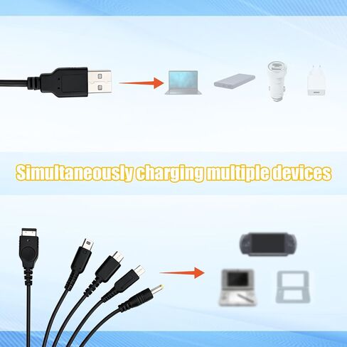 5 in 1 USB C Charging Cable & Stylus Pen, 4ft Multi-Functional USB Charger Cord for New 3DS XL 2DS DSi NDS Lite GBA SP Wii U Gaming Accessories in Kuwait