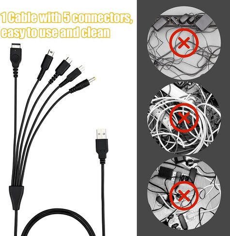 5 in 1 USB C Charging Cable & Stylus Pen, 4ft Multi-Functional USB Charger Cord for New 3DS XL 2DS DSi NDS Lite GBA SP Wii U Gaming Accessories in Kuwait