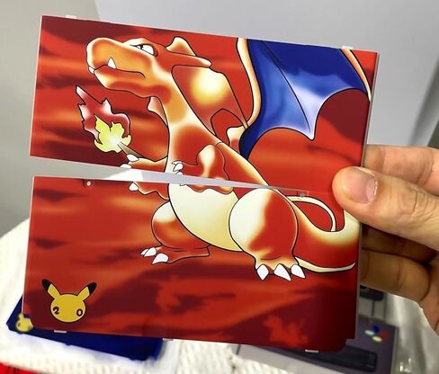 أحمر محدود للوحة غطاء بديلة للوحة New3DS Firedragon، لوحدة تحكم الألعاب المحمولة الصغيرة 3DS الجديدة، قطع غيار إضافية بنمط Chari Zard من الأعلى/السفلي للوجه in Kuwait