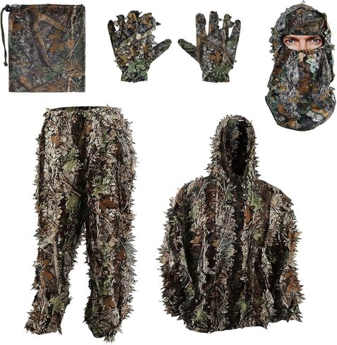 Zicac في الهواء الطلق Camo Ghillie Suit 3D Leafy Camouflage Clothing Jungle Woodland Hunting in Kuwait