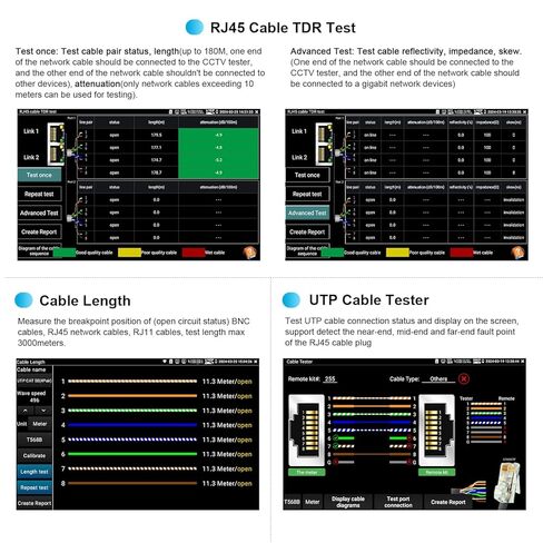 جهاز اختبار كاميرا IP بدقة 4K بدقة 12 ميجابكسل، جهاز اختبار IPC من WANLUTECH بقدرة 90 وات مخرج طاقة PoE مقاس 8 بوصة شاشة تعمل باللمس CCTV اختبار SFP وحدة الألياف الضوئية منفذ RJ45 كابل اختبار TDR أدوات شبكة WiFi مدخل HDMI VGA (E88) in Kuwait