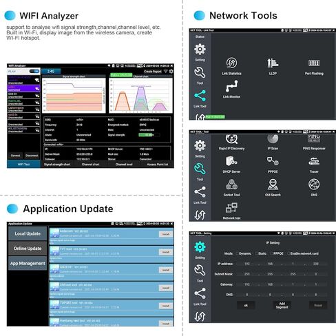 جهاز اختبار كاميرا IP بدقة 4K بدقة 12 ميجابكسل، جهاز اختبار IPC من WANLUTECH بقدرة 90 وات مخرج طاقة PoE مقاس 8 بوصة شاشة تعمل باللمس CCTV اختبار SFP وحدة الألياف الضوئية منفذ RJ45 كابل اختبار TDR أدوات شبكة WiFi مدخل HDMI VGA (E88) in Kuwait