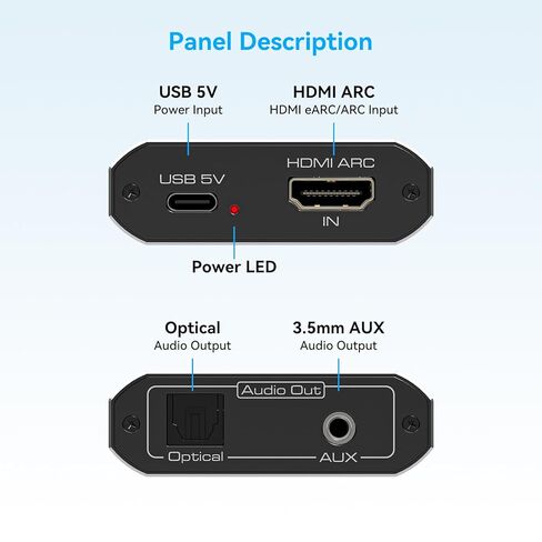 VPFET HDMI ARC مستخرج الصوت يعمل فقط من أجل HDTV ARC إلى HDMI ARC البصري إلى RCA محول الصوت RCA إلى 3.5 مم AUX + Toslink يدعم الإخراج 192 كيلو هرتز لمكبر الصوت مكبر الصوت بدون CEC in Kuwait