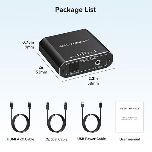 VPFET HDMI ARC مستخرج الصوت يعمل فقط من أجل HDTV ARC إلى HDMI ARC البصري إلى RCA محول الصوت RCA إلى 3.5 مم AUX + Toslink يدعم الإخراج 192 كيلو هرتز لمكبر الصوت مكبر الصوت بدون CEC in Kuwait