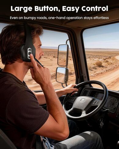 Trucker Bluetooth Headset with Charging Base, Wireless Hands-Free Headset with Noise Canceling Mic & Mute Button, 56Hrs Working Time PC Headsets for Cell Phones, Computer, Truck Driver in Saudi Arabia