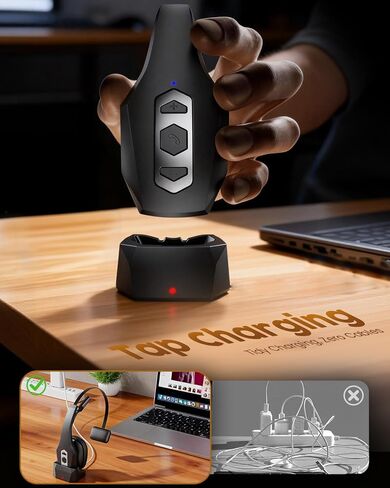 Trucker Bluetooth Headset with Charging Base, Wireless Hands-Free Headset with Noise Canceling Mic & Mute Button, 56Hrs Working Time PC Headsets for Cell Phones, Computer, Truck Driver in Saudi Arabia