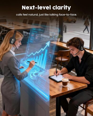Trucker Bluetooth Headset with Charging Base, Wireless Hands-Free Headset with Noise Canceling Mic & Mute Button, 56Hrs Working Time PC Headsets for Cell Phones, Computer, Truck Driver in Saudi Arabia