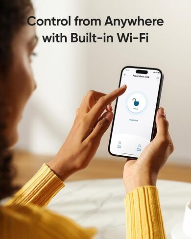 مجموعة مقابض الباب الأمامي eufy Security Smart Lock C220، قفل باب لوحة مفاتيح بصمة الإصبع مع مقبض، واي فاي مدمج، التحكم في التطبيق، قفل دخول بدون مفتاح، بطارية 8 أشهر، IP53 مقاوم للماء، معتمد من BHMA in Kuwait