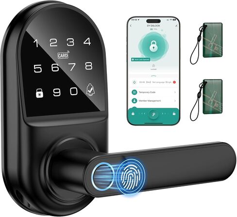 قفل باب بلوحة مفاتيح ذكية مع مقبض، قفل رقمي للدخول بدون مفتاح ببصمة الإصبع مع جرس باب مدمج للباب الأمامي، وغرفة النوم، ومقبض الباب البيومتري، والتحكم في التطبيق in Kuwait