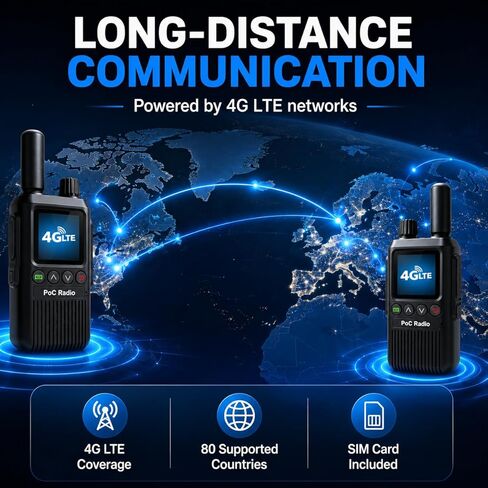 أجهزة اتصال لاسلكية 4G LTE نطاق غير محدود مع بطاقة SIM (خدمة لمدة 3 سنوات)، أجهزة راديو PoC ثنائية الاتجاه على مستوى البلاد طويلة المدى للأعمال والخدمات اللوجستية والسفر والرحلات البرية والعائلة والخارجية in Kuwait