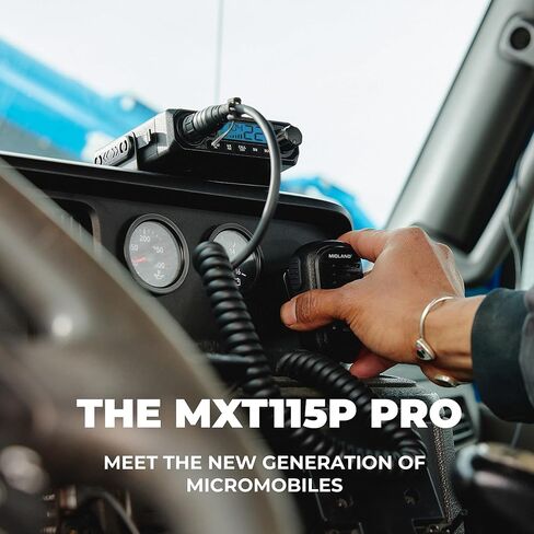 Midland MXT115P PRO MicroMobile GMRS Two-Way Radio – 15-Watt Mobile Radio with IP67 Waterproof Design, NOAA Weather Radio, Intercom & PA Capability, Magnetic Mount Antenna, Vehicle GMRS Radio in Kuwait
