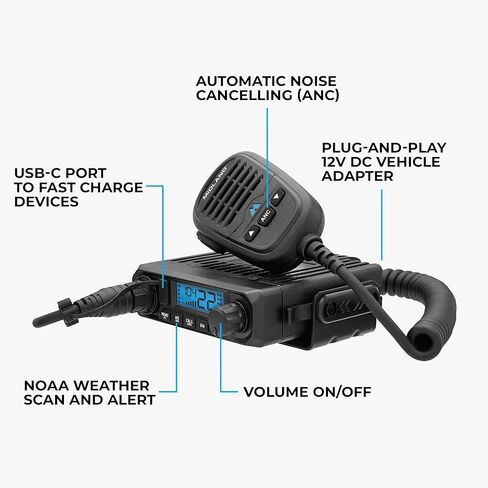 Midland MXT115P PRO MicroMobile GMRS Two-Way Radio – 15-Watt Mobile Radio with IP67 Waterproof Design, NOAA Weather Radio, Intercom & PA Capability, Magnetic Mount Antenna, Vehicle GMRS Radio in Kuwait