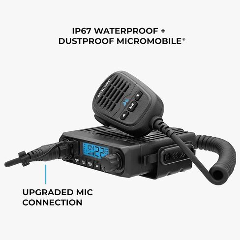 Midland MXT115P PRO MicroMobile GMRS Two-Way Radio – 15-Watt Mobile Radio with IP67 Waterproof Design, NOAA Weather Radio, Intercom & PA Capability, Magnetic Mount Antenna, Vehicle GMRS Radio in Kuwait