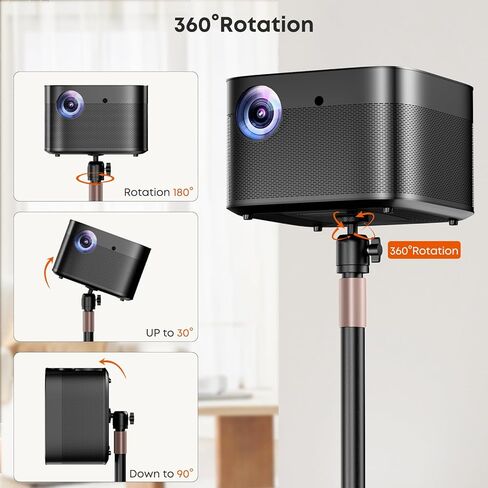 حامل جهاز عرض عالمي - حامل أرضي قابل للتعديل بارتفاع 360 درجة مع رأس كروي دوار 360 درجة ومسمار 1/4 بوصة، قاعدة فولاذية كربونية شديدة التحمل لأجهزة العرض والكاميرات وكاميرات الويب - للاستخدام في المنزل والمكتب والاستوديو in Kuwait