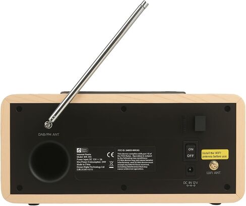 راديو الإنترنت Ocean Digital WR-393 WiFi مع FM، Podcast، مكبر صوت بلوتوث، شاشة ملونة 3.5 بوصة، أكثر من 30.000 محطة، بث UPnP/DLNA، ساعة منبه مزدوجة، مؤقت للنوم، جهاز تحكم عن بعد، يعمل بالتيار الكهربائي in Kuwait