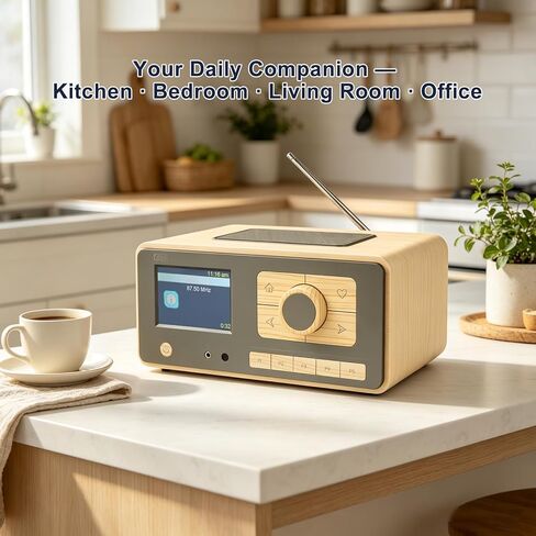 راديو الإنترنت Ocean Digital WR-393 WiFi مع FM، Podcast، مكبر صوت بلوتوث، شاشة ملونة 3.5 بوصة، أكثر من 30.000 محطة، بث UPnP/DLNA، ساعة منبه مزدوجة، مؤقت للنوم، جهاز تحكم عن بعد، يعمل بالتيار الكهربائي in Kuwait