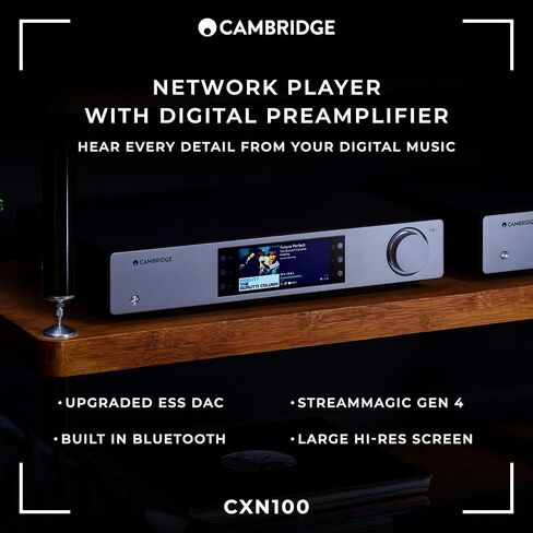Cambridge Audio CXN100 - مشغل صوت منفصل عالي الدقة لشبكة WiFi وجهاز بث ومضخم مسبق مع شاشة عرض تتميز بتقنية Chromecast مدمجة وراديو الإنترنت ومرجع Sabre DAC - رمادي قمري in Kuwait