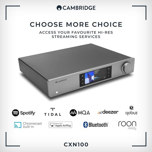 Cambridge Audio CXN100 - مشغل صوت منفصل عالي الدقة لشبكة WiFi وجهاز بث ومضخم مسبق مع شاشة عرض تتميز بتقنية Chromecast مدمجة وراديو الإنترنت ومرجع Sabre DAC - رمادي قمري in Kuwait