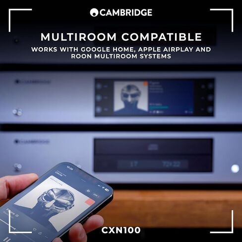 Cambridge Audio CXN100 - مشغل صوت منفصل عالي الدقة لشبكة WiFi وجهاز بث ومضخم مسبق مع شاشة عرض تتميز بتقنية Chromecast مدمجة وراديو الإنترنت ومرجع Sabre DAC - رمادي قمري in Kuwait