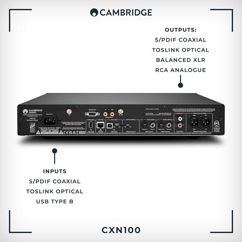 Cambridge Audio CXN100 - مشغل صوت منفصل عالي الدقة لشبكة WiFi وجهاز بث ومضخم مسبق مع شاشة عرض تتميز بتقنية Chromecast مدمجة وراديو الإنترنت ومرجع Sabre DAC - رمادي قمري in Kuwait