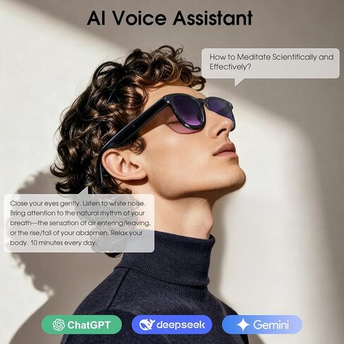 نظارات الذكاء الاصطناعي الذكية مع الكاميرا، نظارات كاميرا بدقة 8 ميجابكسل لمدونة الفيديو مدى الحياة أثناء السفر، نظارات شمسية لتسجيل الفيديو بدقة 4K للنساء والرجال، ترجمة فورية، مساعد صوتي، مكالمات بدون استخدام اليدين، صوت مفتوح للأذن، 3 عدسات in Kuwait