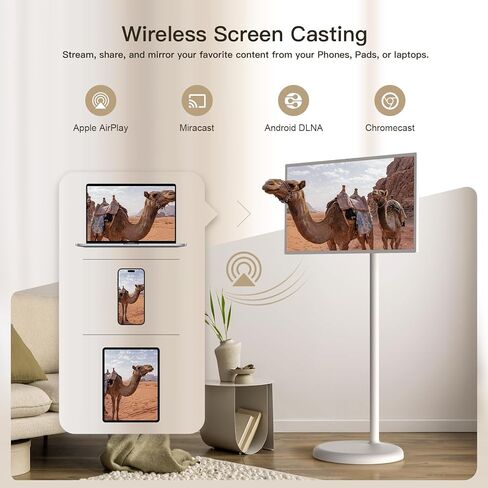 تلفزيون YAOKIREN 32 بوصة ذكي محمول، تلفزيون محمول 4K/1080P، نظام تشغيل أندرويد، 6 جيجابايت + 128 جيجابايت، بطارية مدمجة 15000 مللي أمبير، كاميرا 13 ميجابكسل لمكالمات الفيديو، حامل دوار، جهاز تحكم صوتي، شاشة ذكية لاسلكية in Kuwait