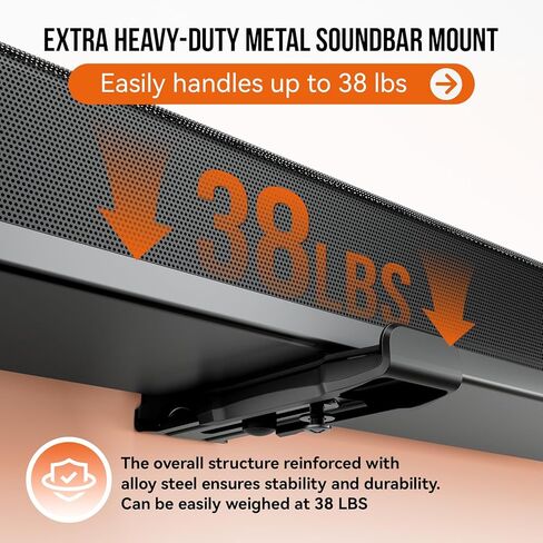 Soundbar Wall Mount, Heavy Duty Construction Holds 38 lbs, Depth Adjustable 3.8"-6.5", Universal Sound Bar Mount Under TV for Samsung, Bose, Sony, LG, Vizio, JBL, Sonos & More, Black in Kuwait