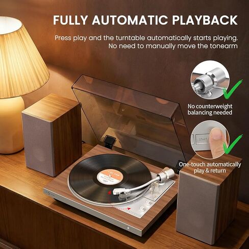 مشغل تسجيل تلقائي بالكامل 1 بواسطة ONE، قرص دوار من الفينيل HiFi مع وظيفة التكرار التلقائي، ومكبرات صوت على رف الكتب، وجهاز تحكم عن بعد، ومضخم صوت مدمج وDSP، وخرطوشة AT-3600L، ومحرك حزام بسرعتين in Kuwait