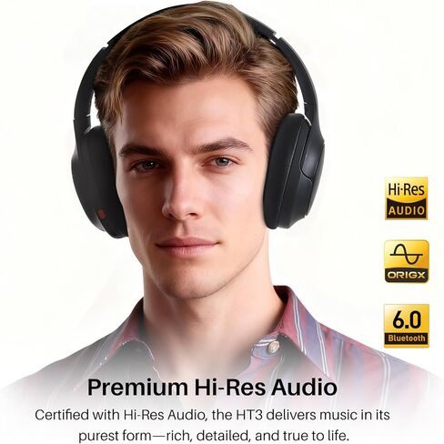 TOZO HT3 Hybrid Noise Cancelling Headphones, 90H Battery Life Wireless Over Ear Bluetooth 6.0 Foldable Headset, AI Voice Assistant with 5 Mics, Connect 2 Devices and Hi-Res Sound, 32 EQ Audio Presets in Saudi Arabia