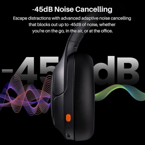 TOZO HT3 Hybrid Noise Cancelling Headphones, 90H Battery Life Wireless Over Ear Bluetooth 6.0 Foldable Headset, AI Voice Assistant with 5 Mics, Connect 2 Devices and Hi-Res Sound, 32 EQ Audio Presets in Saudi Arabia