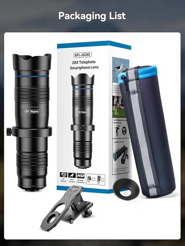 MIAO LAB 28X HD Telephoto Lens لهواتف iPhone/Samsung/Android | عدسة كاميرا تليفوتوغرافي عالية الطاقة، توافق عالمي للهواتف الذكية in Kuwait