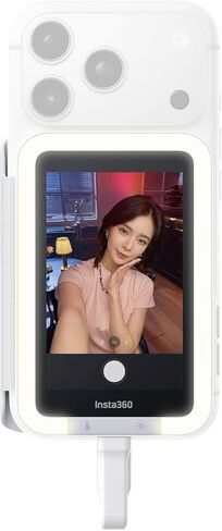 شاشة Insta360 Snap Selfie مع ضوء - شاشة مراقبة سيلفي مغناطيسية 4K لصور السيلفي ومدونات الفيديو، متوافقة مع iPhone 15/16/17 Pro، إضاءة قابلة للتعديل، تحكم بشاشة تعمل باللمس، اتصال سلكي فوري in Saudi Arabia