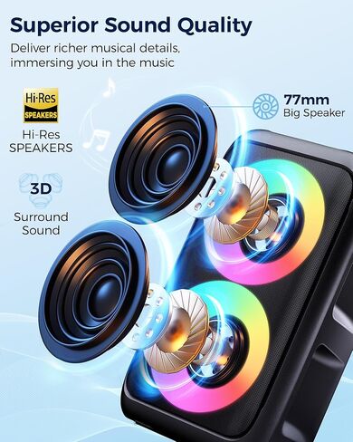 Bluetooth Speaker，Portable Party Speaker with Colorful Lights，Wireless Speaker with HD Loud,Home Theater Systems Support TWS/AUX/USB/TF Card Ideal for Party,Home,Outdoor Camping in Saudi Arabia