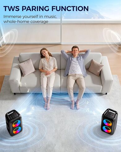 Bluetooth Speaker，Portable Party Speaker with Colorful Lights，Wireless Speaker with HD Loud,Home Theater Systems Support TWS/AUX/USB/TF Card Ideal for Party,Home,Outdoor Camping in Saudi Arabia
