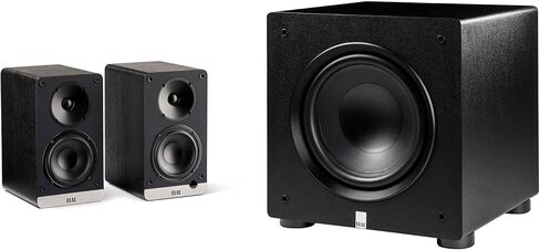 ELAC DCB41-BK - مكبرات صوت تعمل بالطاقة Debut ConneX مقاس 4.5 بوصة - أسود، زوج PS250-BK - مضخم صوت Varro Premium مقاس 10 بوصات بقدرة 250 وات مع تقنية EQ التلقائي in Kuwait