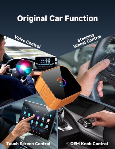 Aimoon 2026 محول CarPlay اللاسلكي المحسن لهواتف iPhone وAndroid، Car Play Mini سلكي إلى محول لاسلكي لـ CarPlay وAndroid Auto التوصيل والتشغيل اتصال ثابت ولا يوجد زمن وصول لهاتف iPhone iOS 10+ in Kuwait