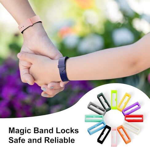 أقفال الفرقة السحرية، حافظة الفرقة متوافقة مع Disney Magic Bands 1.0/2.0، Fitbit Charge/Charge HR/Garmin Vivofit، حلقات تثبيت سيليكون مرنة حلقة أمان/حامل/مشابك، متعددة الألوان in Kuwait