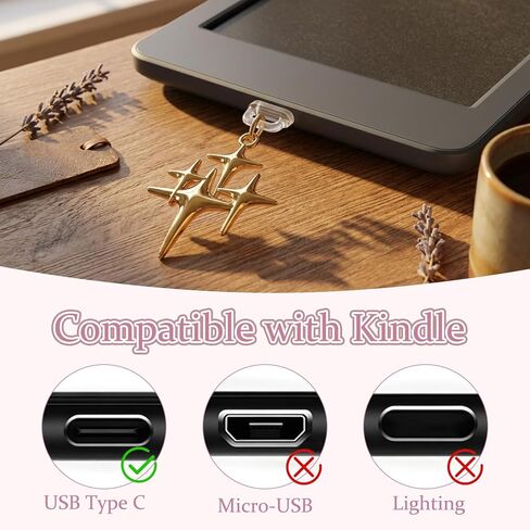 Rngmsi Charms Set Compatible with Kindle - 3 Pcs Cherry Poker Dust Plug Charm Keychain Strap Charm with Hook Decorating Accessories for E-Reader Type C, Bookworm Gifts for Women Reader Book Lovers in Saudi Arabia