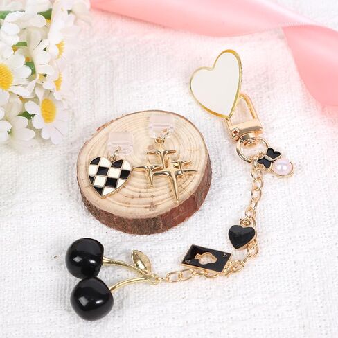 Rngmsi Charms Set Compatible with Kindle - 3 Pcs Cherry Poker Dust Plug Charm Keychain Strap Charm with Hook Decorating Accessories for E-Reader Type C, Bookworm Gifts for Women Reader Book Lovers in Saudi Arabia