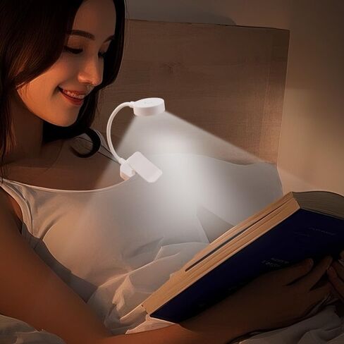 ضوء كتاب LED قابل لإعادة الشحن للقراءة في السرير: مصباح قراءة بـ 3 درجات حرارة ملونة مع رقبة معقوفة مرنة، حقيبة يد مع مستشعر، ضوء ليلي محمول للسفر in Kuwait