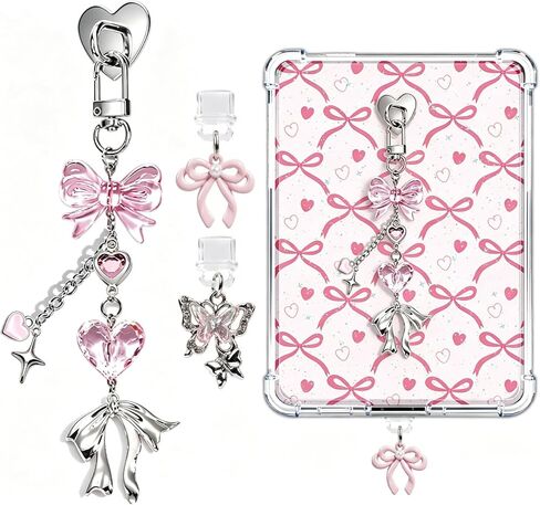 Rngmsi Charms Set Compatible with Kindle - 3 Pcs Cherry Poker Dust Plug Charm Keychain Strap Charm with Hook Decorating Accessories for E-Reader Type C, Bookworm Gifts for Women Reader Book Lovers in Saudi Arabia