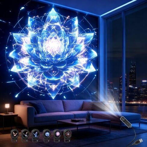 ضوء جهاز عرض كوكبي LED - مجموعة من 6 قطع بأنماط قابلة للتبديل، قابلة للدوران 360 درجة، تعمل بمنفذ USB، جهاز عرض خلفية لصور القمر والأرض للغرف والألعاب ذات الطابع الخاص in Kuwait