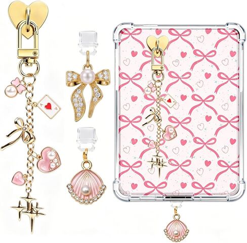Rngmsi Charms Set Compatible with Kindle - 3 Pcs Cherry Poker Dust Plug Charm Keychain Strap Charm with Hook Decorating Accessories for E-Reader Type C, Bookworm Gifts for Women Reader Book Lovers in Saudi Arabia