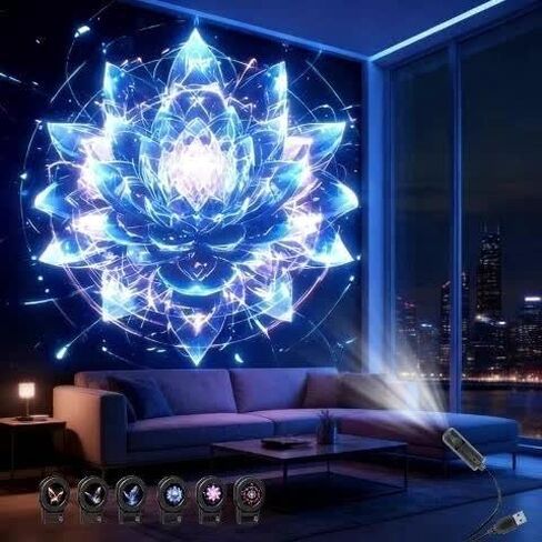 ضوء جهاز عرض كوكبي LED - مجموعة من 6 قطع بأنماط قابلة للتبديل، قابلة للدوران 360 درجة، تعمل بمنفذ USB، جهاز عرض خلفية لصور القمر والأرض للغرف والألعاب ذات الطابع الخاص in Kuwait