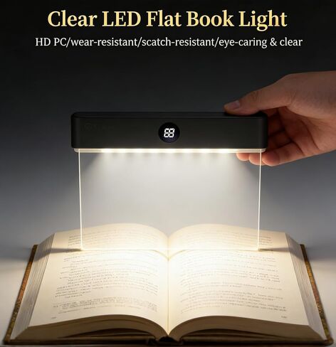ضوء كتاب قابل لإعادة الشحن - 3 أوضاع ألوان مصباح LED مسطح قابل للتعتيم، إضاءة صفحة كاملة مع مؤقت، متوافق مع القراءة وقت النوم، يناسب جميع القراء in Kuwait