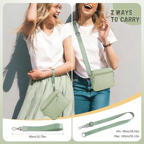Dadanism 6-7 Inch Protective Padded Sleeve Bag Carrying Case with Shoulder & Wristlet Strap for 7" Kindle Paperwhite/Kindle Colorsoft, 6" Kindle/Kobo Clara Colour, with RFID Blocking Card Slot, Sage in Saudi Arabia