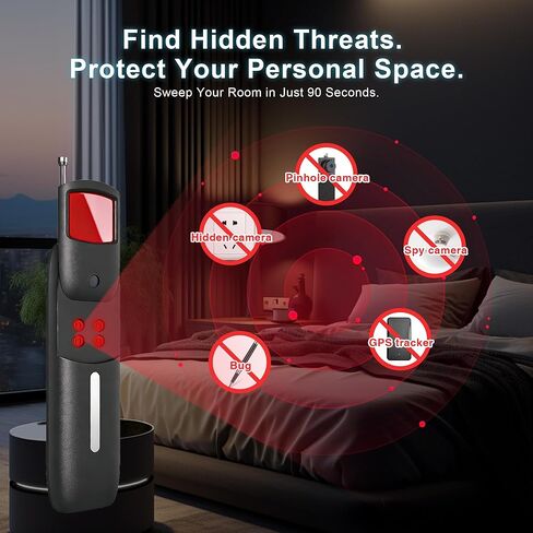 AOBOCAM كاشفات الكاميرا الخفية 2026 ترقية، كاشف مكافحة التجسس مع مستشعر مزدوج وشاشة LED، مكتشف تعقب GPS لإشارة RF، كاشف الأجهزة المخفية، حامي الخصوصية للفنادق، الحمام، المنزل، السيارة، المكتب in Kuwait