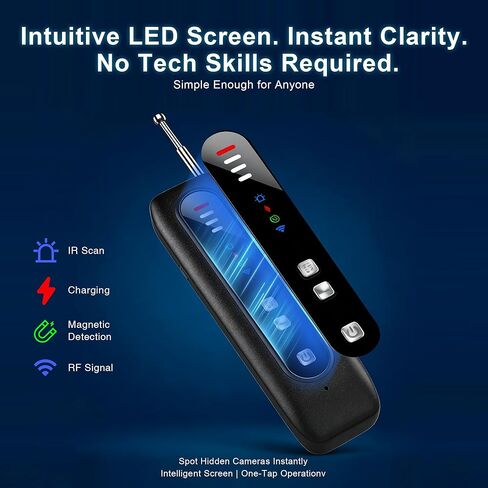 AOBOCAM كاشفات الكاميرا الخفية 2026 ترقية، كاشف مكافحة التجسس مع مستشعر مزدوج وشاشة LED، مكتشف تعقب GPS لإشارة RF، كاشف الأجهزة المخفية، حامي الخصوصية للفنادق، الحمام، المنزل، السيارة، المكتب in Kuwait
