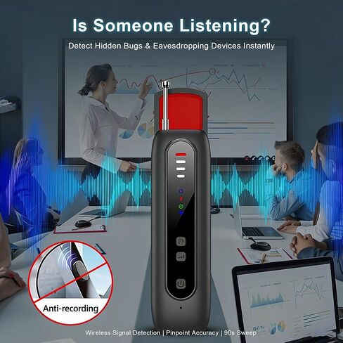 AOBOCAM كاشفات الكاميرا الخفية 2026 ترقية، كاشف مكافحة التجسس مع مستشعر مزدوج وشاشة LED، مكتشف تعقب GPS لإشارة RF، كاشف الأجهزة المخفية، حامي الخصوصية للفنادق، الحمام، المنزل، السيارة، المكتب in Kuwait